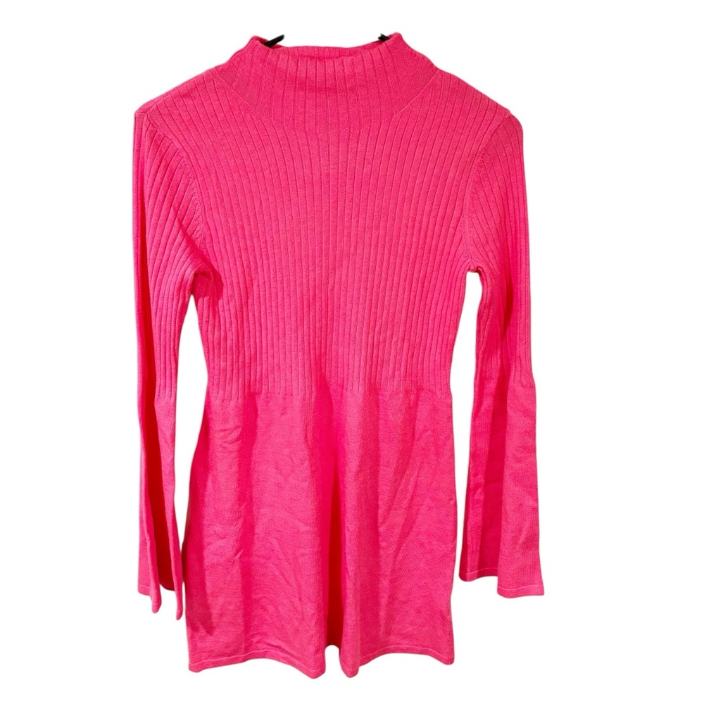 Tyler Boe Pink Ribbed Mock Neck Sweater Dress Womens Blend Pleated Size XS